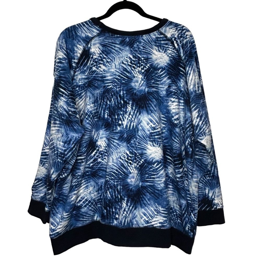 Lands End Serious Sweats Blue Fireworks/Tie Dye Sweatshirt Comfort Lounge Sz 2X